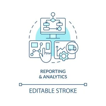 2D reporting and analytics blue icon concept 库存插图