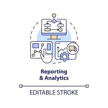 2D reporting and analytics thin linear icon concept Stock Illustration