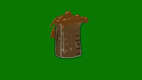 2D Science Experiment Animation - Beaker with Brown Liquid Mixing, Chemical Video stock 318885896