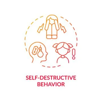 2D self destructive behavior gradient line icon concept 스톡 일러스트