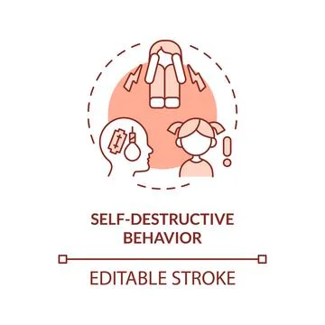 2D self destructive behavior red line icon concept 스톡 일러스트