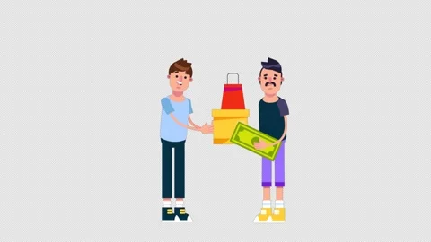 2D Seller And Customer Alpha Channel Stock Footage 260845558