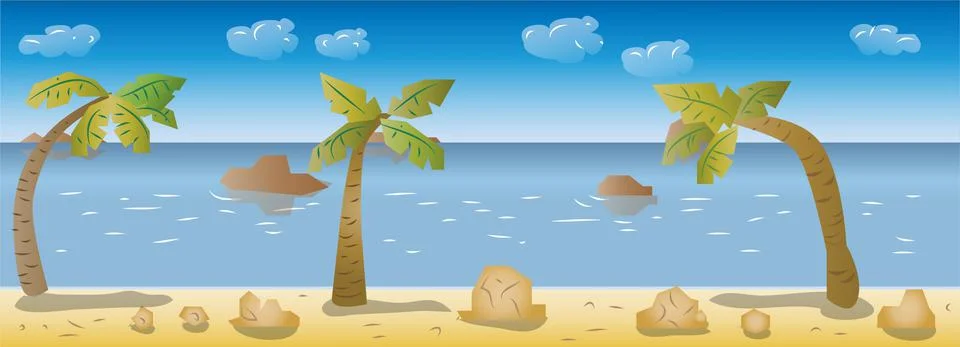 2d side scrolling beach game background Stock Illustration