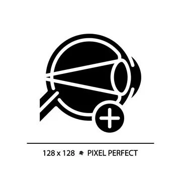 2D simple black glyph style hyperopia icon Stock Illustration