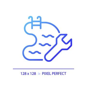 2D simple blue gradient swimming pool maintenance icon Stock Illustration