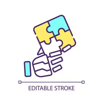 2D simple customizable thin line stateful icon Stock Illustration