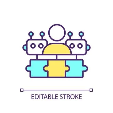 2D simple customizable thin line human collaboration icon Stockillustratie