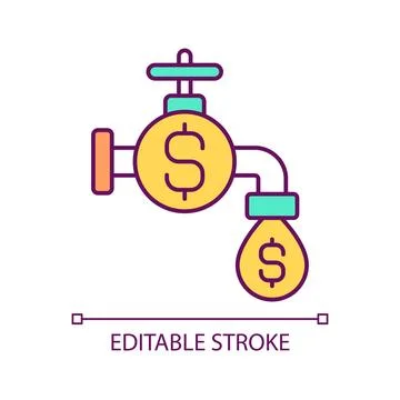 2D simple editable thin line cash flow icon Stock Illustration
