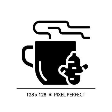 2D simple glyph style ginger tea icon Stock Illustration