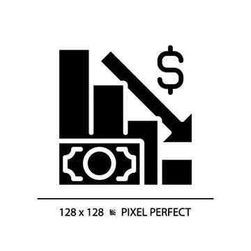 2D simple pixel perfect glyph style economic crisis icon Stock-Illustration