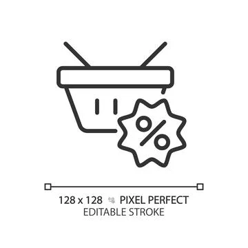 2D simple thin line black electronics discount icon Stock Illustration