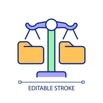 2D simple thin line equal treatment of data icon Stock Illustration