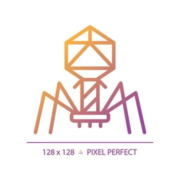 2D simple thin line gradient bacteriophage icon Stock Illustration