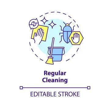 2D simple thin line icon regular cleaning concept Stock Illustration