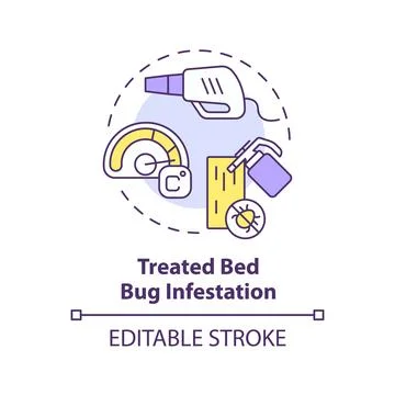 2D simple thin line icon treated bed bug infestation concept Stock Illustration