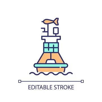2D simple thin line ocean buoy networks icon Stock Illustration