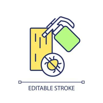 2D simple thin line treated bed bug infestation icon Stock Illustration