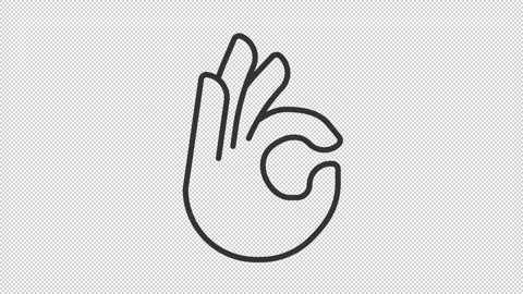 2D simple thin linear black animation of OK gesture icon Stock Footage 276459795