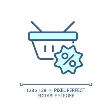 2D simple thin linear blue electronics discount icon Illustrazione stock