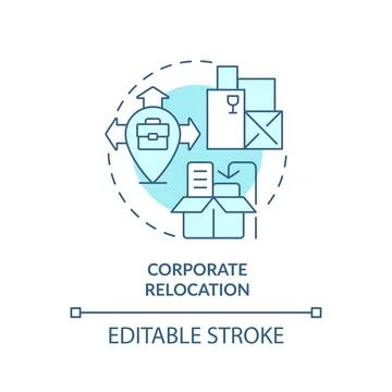 2D simple thin linear blue corporate relocation icon 스톡 일러스트