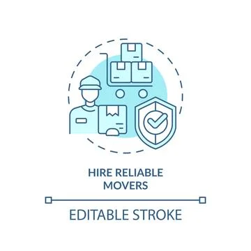 2D simple thin linear blue hire reliable movers icon 스톡 일러스트
