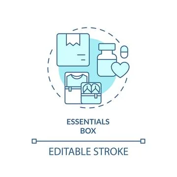 2D simple thin linear blue essentials box icon Illustrazione stock