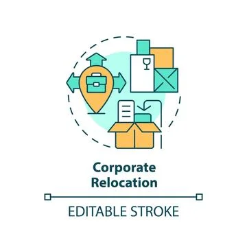 2D simple thin linear colorful corporate relocation icon Illustrazione stock