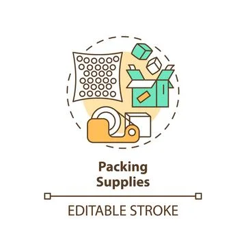 2D simple thin linear colorful packing supplies icon Stock-Illustration