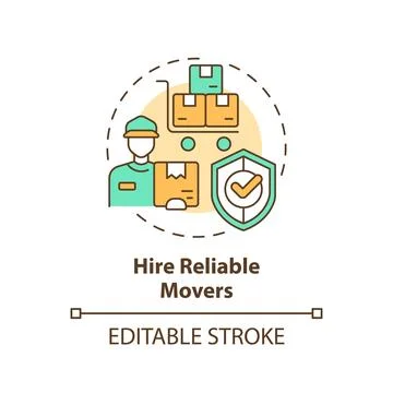 2D simple thin linear colorful hire reliable movers icon 스톡 일러스트