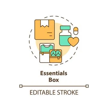 2D simple thin linear colorful essentials box icon Stock Illustration