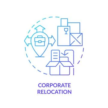 2D simple thin linear corporate relocation gradient icon 스톡 일러스트