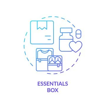 2D simple thin linear essentials box gradient icon Illustrazione stock