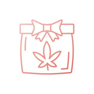 2D simple thin linear gradient marijuana leaf icon Stock Illustration