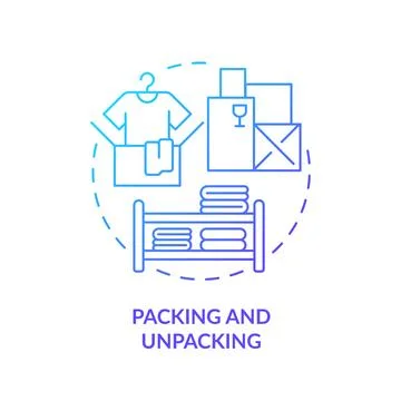 2D simple thin linear packing and unpacking gradient icon Stock Illustration