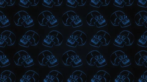 2D Skulls Blue Motion Pattern Stock Footage 264593741
