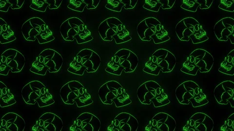 2D Skulls Green Motion Pattern Stock-Footage 264593751