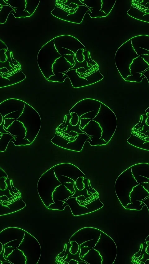 2D Skulls Green Motion Pattern Stock Footage 294078104