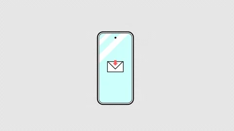 2D Smartphone Email Message Icon 4K Loop Transparent Alpha Stock Footage 335622327