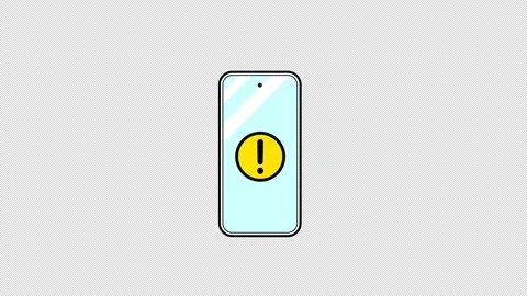 2D Smartphone Error Alert Warning 4K Loop Transparent Alpha Stock Footage 335622337