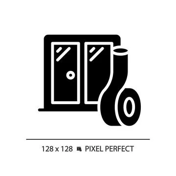 2D soundproof windows glyph style solid icon 스톡 일러스트