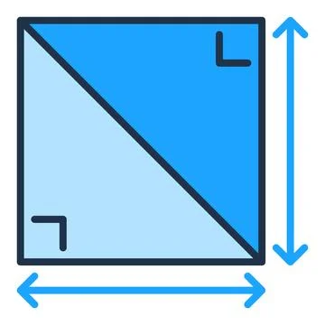 2D Square Geometric Shape vector Math concept colored icon Stock Illustration