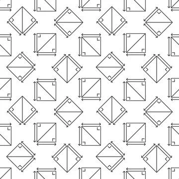 2D Square Geometric Shape vector Mathematics line seamless pattern 스톡 일러스트
