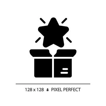 2D star over box solid icon Stock Illustration
