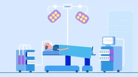 2D Static Scene of Old Man Lying On Surgery Bed Unconscious Vídeo Stock 306515072
