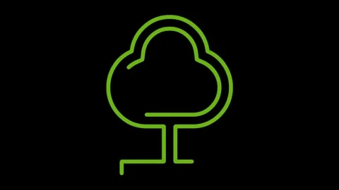 2D Stroke Animation Green Tree Black Background Stock Footage 317445571