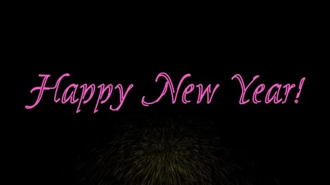 2D Stroke Animation Happy New Year! Black Background Stock Footage 317553239