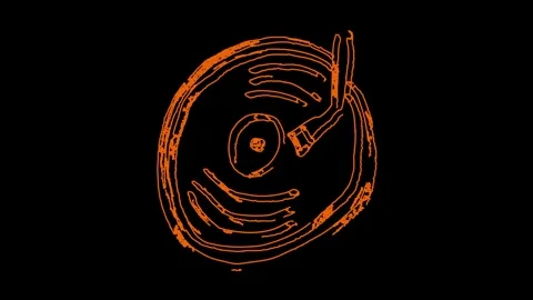 2D Stroke Animation Old Orange Record Player Social Media Website Video stock 317486327