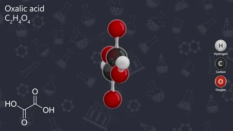 The 2d structure and a 3d model of C2H4O4. Stock Footage 283636751