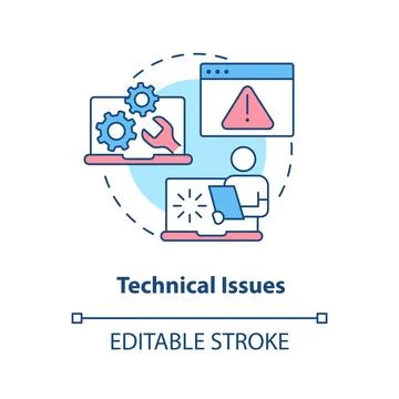 2D technical issues linear icon concept 스톡 일러스트