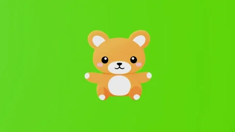 2d teddy bear isolated on a green screen Stock Footage 283346900